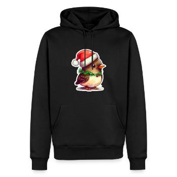 Christmas bird with cute cap - Men’s Premium Organic Hoodie - black - Front - Nico (187cm)
