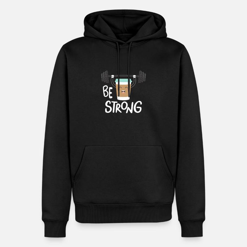 Sei stark und Kaffee - Männer Premium Bio Hoodie - Schwarz