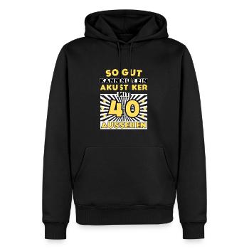 So gut kann nur ein Akustiker mit 40 aussehen - Männer Premium Bio Hoodie - Schwarz - Vorne - Nico (187cm)
