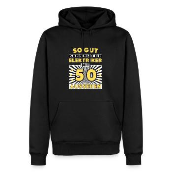 So gut kann nur ein Elektriker mit 50 aussehen - Männer Premium Bio Hoodie - Schwarz - Vorne - Nico (187cm)