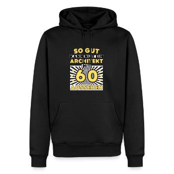 So gut kann nur ein Architekt mit 60 aussehen - Männer Premium Bio Hoodie - Schwarz - Vorne - Nico (187cm)