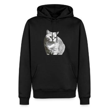 British Shorthair Chat Blanc Chat Chat Blanc Chaton - Sweat à capuche Premium bio Homme - noir - Devant - Nico (187cm)