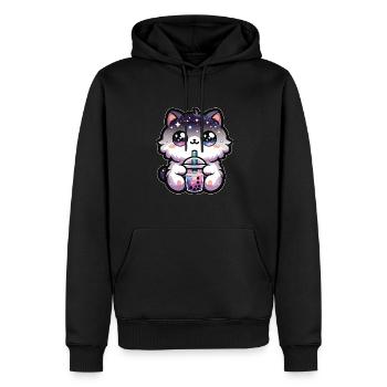 Katzen trinken Bubble Tea Galaxie Boba Katze - Männer Premium Bio Hoodie - Schwarz - Vorne - Nico (187cm)