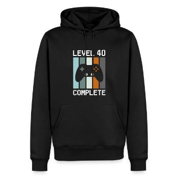 Niveau 40 Anniversaire complet du joueur 40 ans - Sweat à capuche Premium bio Homme - noir - Devant - Nico (187cm)