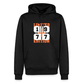 1977 anniversaire 45 ans anniversaire limité editin - Sweat à capuche Premium bio Homme - noir - Devant - Nico (187cm)