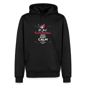 Floorball Les joueurs de floorball restent calmes - Sweat à capuche Premium bio Homme - noir - Devant - Nico (187cm)