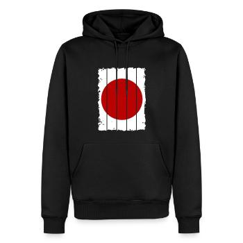 Drapeau du Japon utilisé Look Nihon drapeau japonais - Sweat à capuche Premium bio Homme - noir - Devant - Nico (187cm)