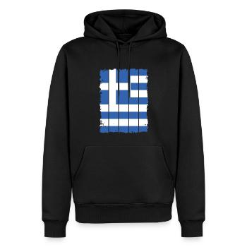 Drapeau de la Grèce Hellas Athènes Drapeau grec - Sweat à capuche Premium bio Homme - noir - Devant - Nico (187cm)
