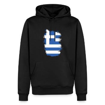 Drapeau grec Hellas Athènes drapeau grec - Sweat à capuche Premium bio Homme - noir - Devant - Nico (187cm)
