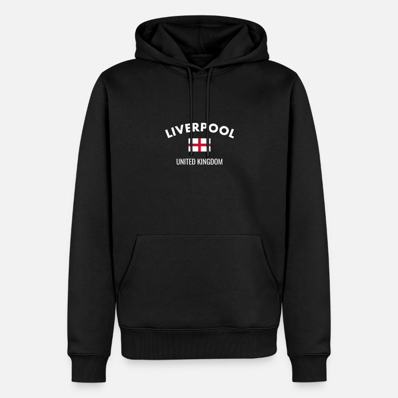 Liverpool Angleterre Anglais Drapeau Anglais - Sweat à capuche Premium bio Homme - noir