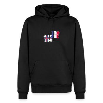 Îles Féroé France Drapeau Îles Féroé françaises - Sweat à capuche Premium bio Homme - noir - Devant - Nico (187cm)