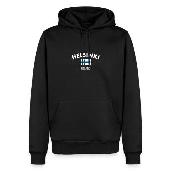 Helsinki Finlande Finlande Drapeau finlandais Finn - Sweat à capuche Premium bio Homme - noir - Devant - Nico (187cm)