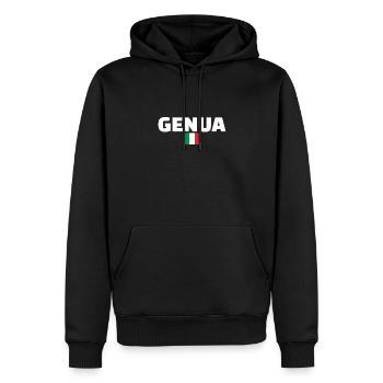 Gênes Italie Drapeau italien Italien - Sweat à capuche Premium bio Homme - noir - Devant - Nico (187cm)