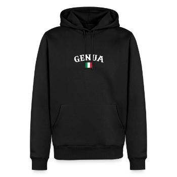 Gênes Italie Drapeau italien Italien - Sweat à capuche Premium bio Homme - noir - Devant - Nico (187cm)