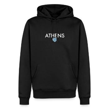 Athènes Grèce Drapeau grec Grec - Sweat à capuche Premium bio Homme - noir - Devant - Nico (187cm)