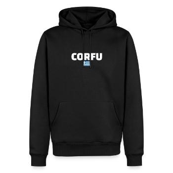 Corfou Grèce Drapeau grec Grec - Sweat à capuche Premium bio Homme - noir - Devant - Nico (187cm)