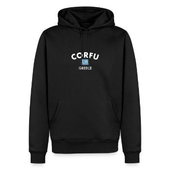 Corfou Grèce Drapeau grec Grec - Sweat à capuche Premium bio Homme - noir - Devant - Nico (187cm)
