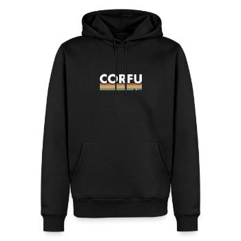 Corfou Grèce Grec - Sweat à capuche Premium bio Homme - noir - Devant - Nico (187cm)
