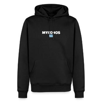 Mykonos Grèce Drapeau grec Grec - Sweat à capuche Premium bio Homme - noir - Devant - Nico (187cm)