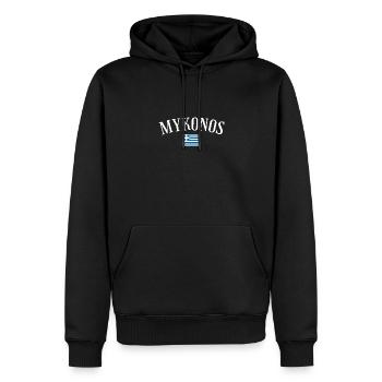 Mykonos Grèce Drapeau grec Grec - Sweat à capuche Premium bio Homme - noir - Devant - Nico (187cm)