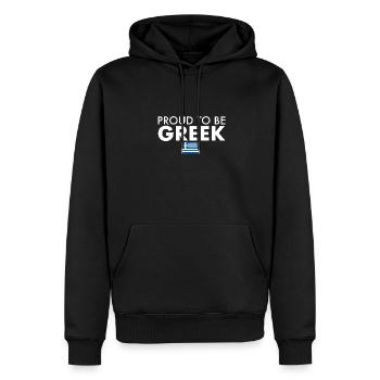 Fier d’être grec Drapeau grec - Sweat à capuche Premium bio Homme - noir - Devant - Nico (187cm)