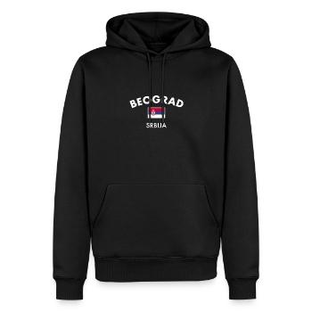 Belgrade Belgrade Serbie Serbie Drapeau - Sweat à capuche Premium bio Homme - noir - Devant - Nico (187cm)