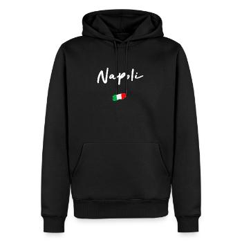 Napoli - Men’s Premium Organic Hoodie - black - Front - Nico (187cm)