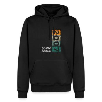 Édition Limitée Millésime Anniversaire Année 2007 - Sweat à capuche Premium bio Homme - noir - Devant - Nico (187cm)