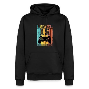 15 Years - 15th Birthday Level 15 Complete Design - Men’s Premium Organic Hoodie - black - Front - Nico (187cm)