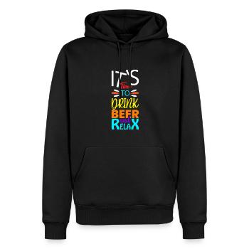 Es ist Zeit zum Bier Trinken und Entspannen - Männer Premium Bio Hoodie - Schwarz - Vorne - Nico (187cm)