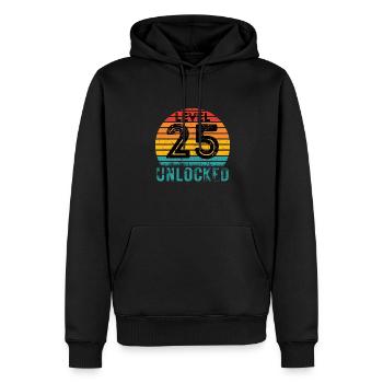 25 Jahre - 25. Geburtstag Level 25 Complete Design - Männer Premium Bio Hoodie - Schwarz - Vorne - Nico (187cm)