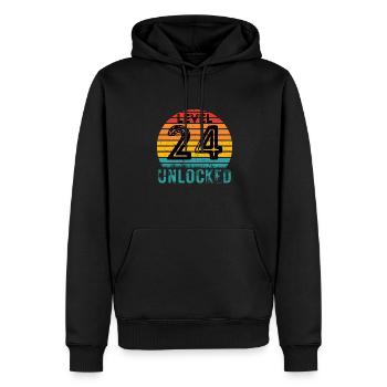 24 Jahre - 24. Geburtstag Level 24 Complete Design - Männer Premium Bio Hoodie - Schwarz - Vorne - Nico (187cm)