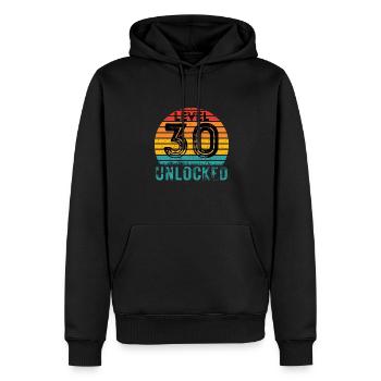 30 ans - 30e anniversaire Niveau 30 Design complet - Sweat à capuche Premium bio Homme - noir - Devant - Nico (187cm)