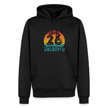 26 ans - 26e anniversaire Niveau 26 Conception complète - Sweat à capuche Premium bio Homme - noir - Devant - Nico (187cm)