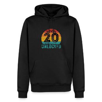 20 Jahre - 20. Geburtstag Level 20 Complete Design - Männer Premium Bio Hoodie - Schwarz - Vorne - Nico (187cm)