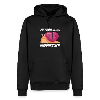Zu früh ist auch unpünktlich lustige Schnecke - Männer Premium Bio Hoodie - Schwarz - Vorne - Nico (187cm)