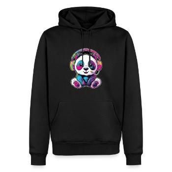 Panda coloré avec des écouteurs - Sweat à capuche Premium bio Homme - noir - Devant - Nico (187cm)