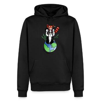 Team Panda - Männer Premium Bio Hoodie - Schwarz - Vorne - Nico (187cm)