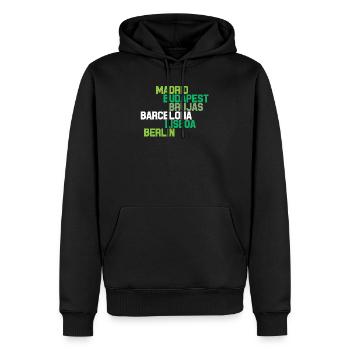 VILLES EUROPEENNES - Sweat à capuche Premium bio Homme - noir - Devant - Nico (187cm)