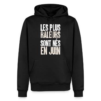 anniversaire homme juin humour - Sweat à capuche Premium bio Homme - noir - Devant - Nico (187cm)