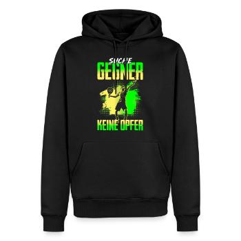 Suche Gegner Keine Opfer Tennisspieler - Männer Premium Bio Hoodie - Schwarz - Vorne - Nico (187cm)