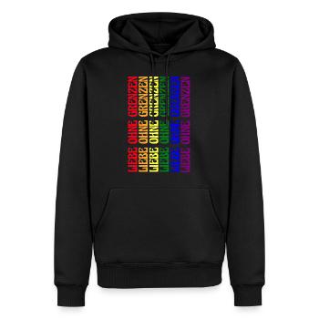 Liebe ohne Grenzen - Pride Month - Männer Premium Bio Hoodie - Schwarz - Vorne - Nico (187cm)