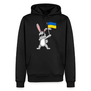 Dabbing Rabbit avec le drapeau de l’Ukraine - Sweat à capuche Premium bio Homme - noir - Devant - Nico (187cm)