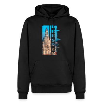 Dresde Allemagne Ville Skyline Accueil Amour - Sweat à capuche Premium bio Homme - noir - Devant - Nico (187cm)