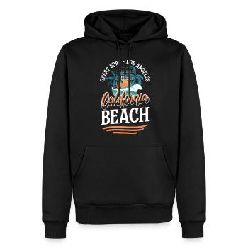 Surf de vagues d’été - Sweat à capuche Premium bio Homme - noir - Devant - Nico (187cm)