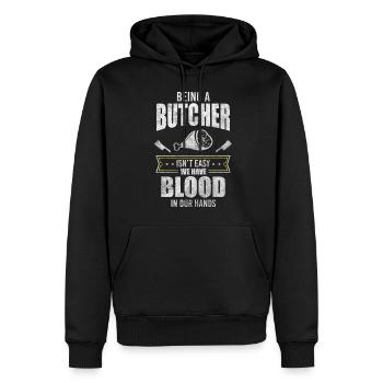 Boucher boucher Abattage - Sweat à capuche Premium bio Homme - noir - Devant - Nico (187cm)