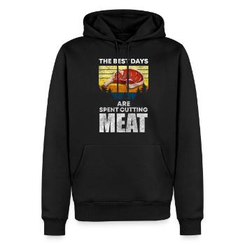 Boucher Viande Porc Couteau de boucher - Sweat à capuche Premium bio Homme - noir - Devant - Nico (187cm)