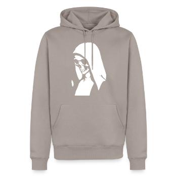 Entdecken Sie die dunkle Seite mit Horror Nun, Occult, a - Männer Premium Bio Hoodie - Taupe - Vorne - Nico (187cm)