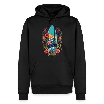 Surf Vibes: Vintage Retro Surfing Illustration - Men’s Premium Organic Hoodie - black - Front - Nico (187cm)