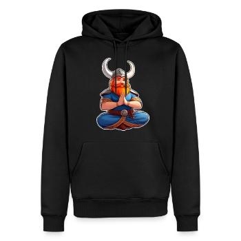 Niedlicher Wikinger macht Yoga III - Männer Premium Bio Hoodie - Schwarz - Vorne - Nico (187cm)